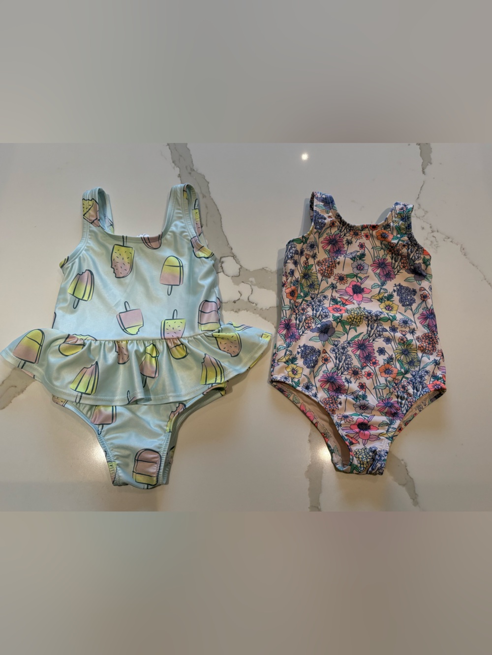 Baby GAP Swim Suits Size 2, Mint Popsicle, Floral Boho
